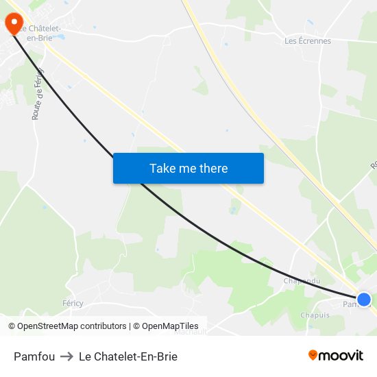 Pamfou to Le Chatelet-En-Brie map