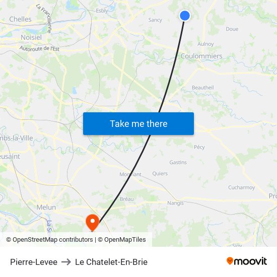 Pierre-Levee to Le Chatelet-En-Brie map