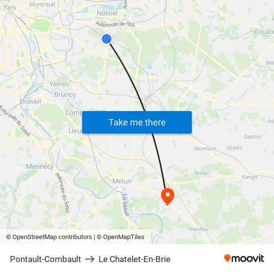 Pontault-Combault to Le Chatelet-En-Brie map