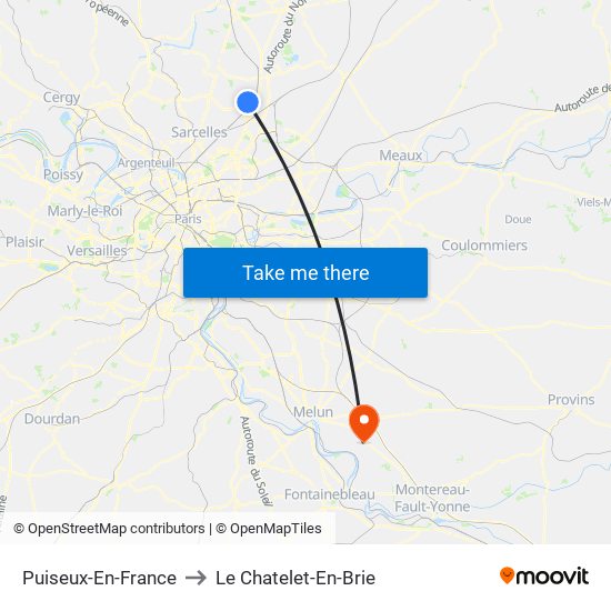 Puiseux-En-France to Le Chatelet-En-Brie map