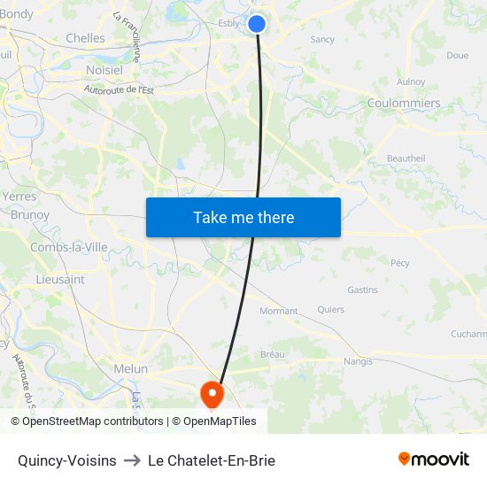 Quincy-Voisins to Le Chatelet-En-Brie map