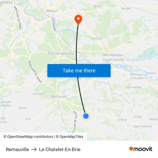 Remauville to Le Chatelet-En-Brie map