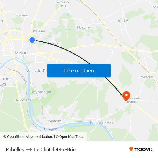 Rubelles to Le Chatelet-En-Brie map