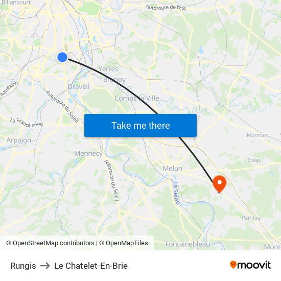 Rungis to Le Chatelet-En-Brie map