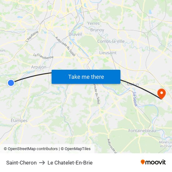 Saint-Cheron to Le Chatelet-En-Brie map