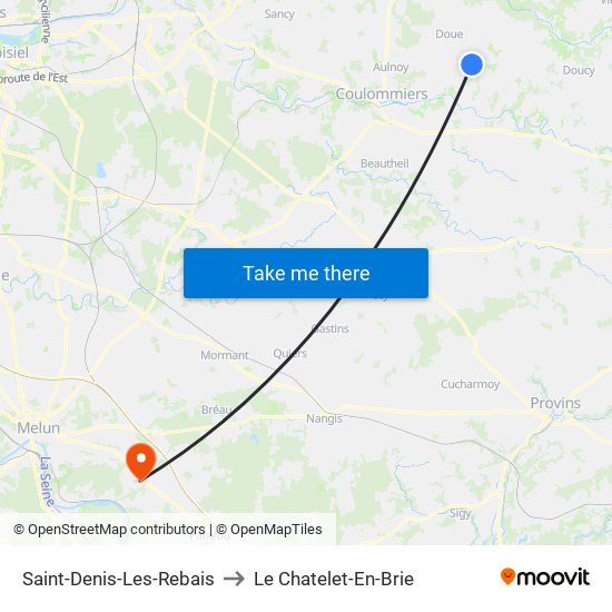 Saint-Denis-Les-Rebais to Le Chatelet-En-Brie map