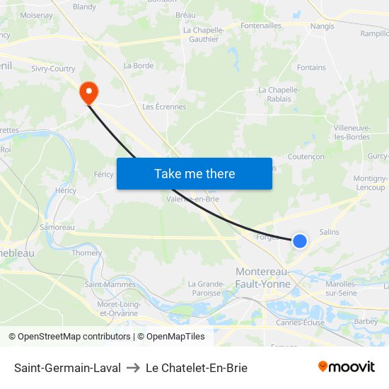 Saint-Germain-Laval to Le Chatelet-En-Brie map