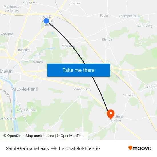 Saint-Germain-Laxis to Le Chatelet-En-Brie map