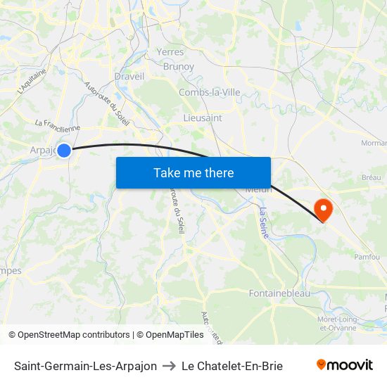 Saint-Germain-Les-Arpajon to Le Chatelet-En-Brie map