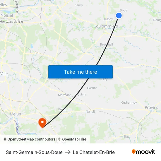 Saint-Germain-Sous-Doue to Le Chatelet-En-Brie map