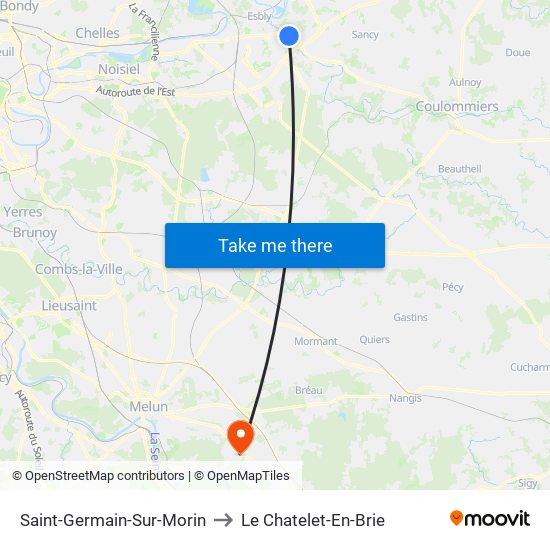 Saint-Germain-Sur-Morin to Le Chatelet-En-Brie map