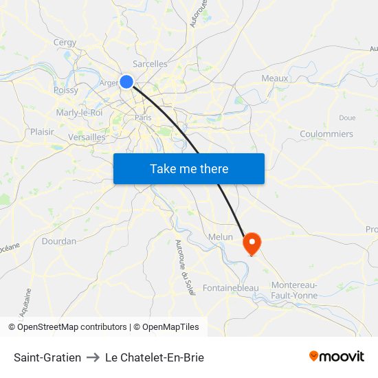 Saint-Gratien to Le Chatelet-En-Brie map