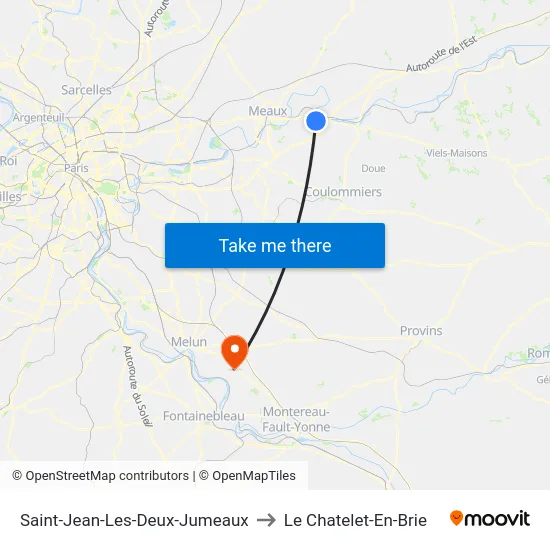 Saint-Jean-Les-Deux-Jumeaux to Le Chatelet-En-Brie map