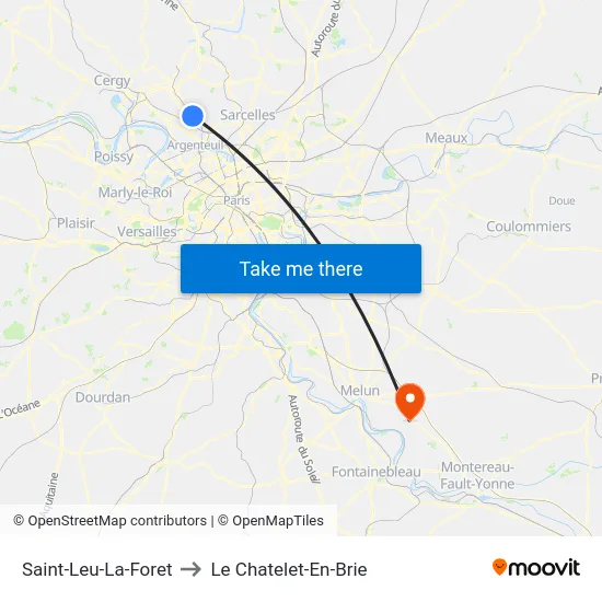 Saint-Leu-La-Foret to Le Chatelet-En-Brie map