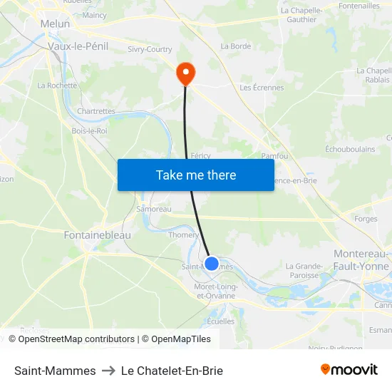 Saint-Mammes to Le Chatelet-En-Brie map
