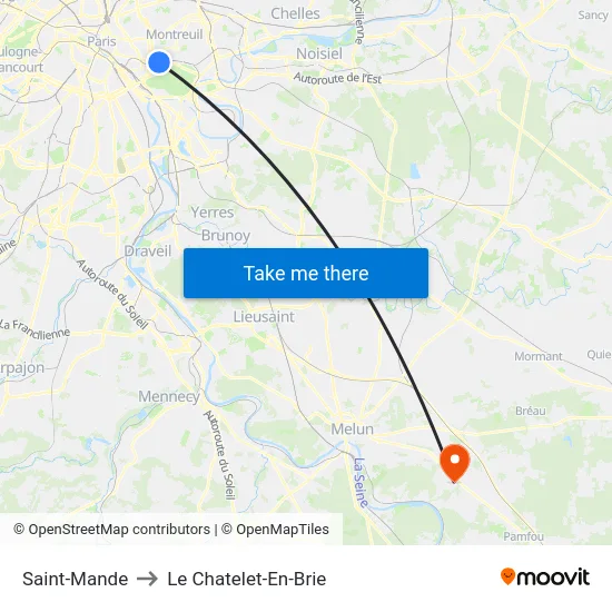 Saint-Mande to Le Chatelet-En-Brie map