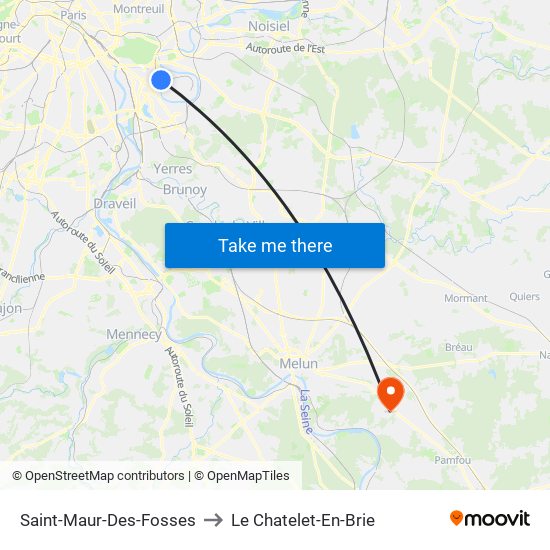 Saint-Maur-Des-Fosses to Le Chatelet-En-Brie map