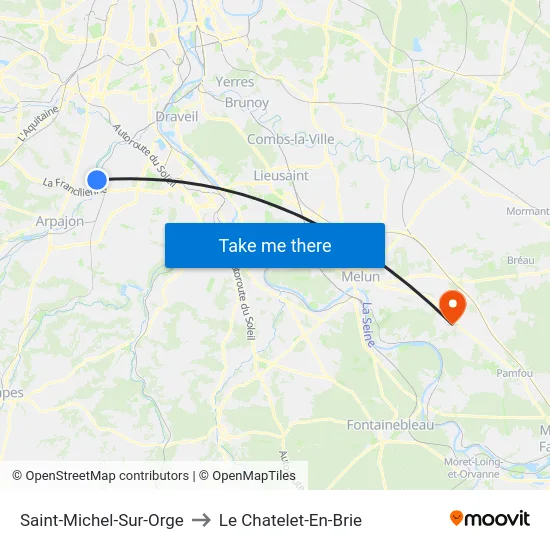 Saint-Michel-Sur-Orge to Le Chatelet-En-Brie map