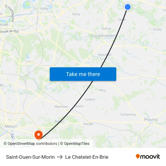 Saint-Ouen-Sur-Morin to Le Chatelet-En-Brie map
