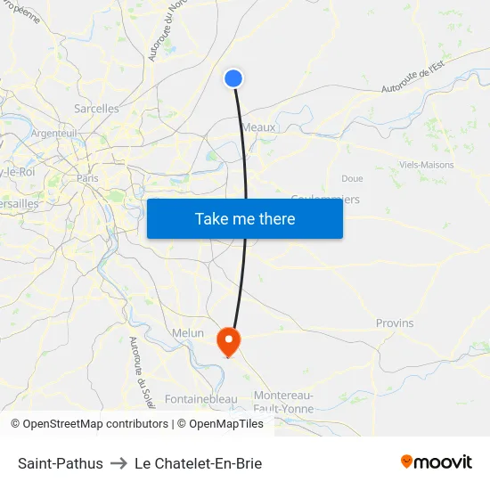 Saint-Pathus to Le Chatelet-En-Brie map