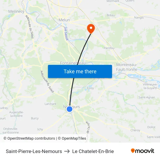 Saint-Pierre-Les-Nemours to Le Chatelet-En-Brie map