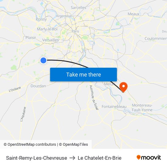 Saint-Remy-Les-Chevreuse to Le Chatelet-En-Brie map