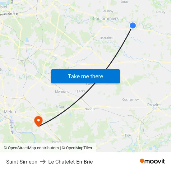 Saint-Simeon to Le Chatelet-En-Brie map