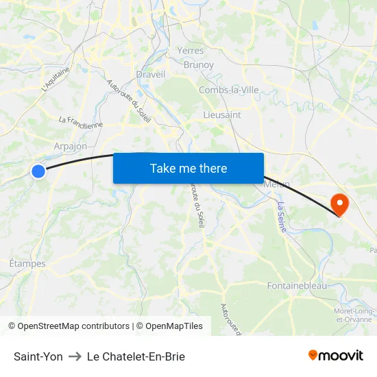 Saint-Yon to Le Chatelet-En-Brie map