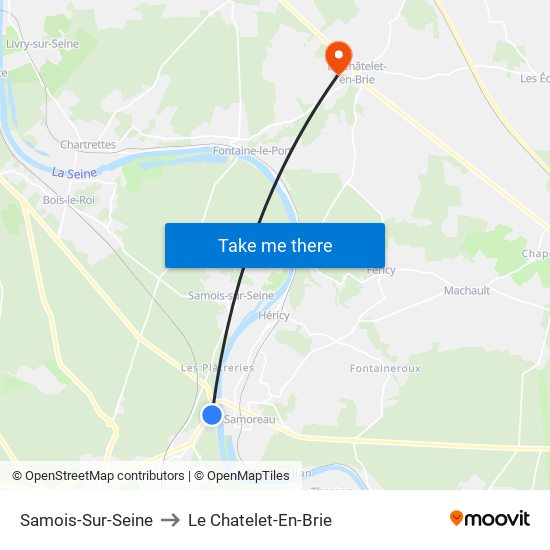 Samois-Sur-Seine to Le Chatelet-En-Brie map