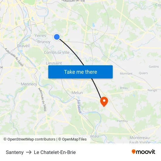 Santeny to Le Chatelet-En-Brie map
