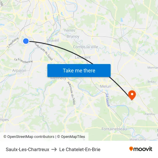 Saulx-Les-Chartreux to Le Chatelet-En-Brie map