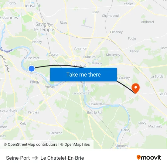 Seine-Port to Le Chatelet-En-Brie map