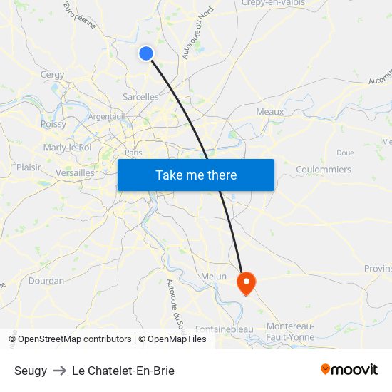 Seugy to Le Chatelet-En-Brie map