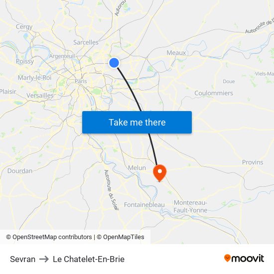 Sevran to Le Chatelet-En-Brie map