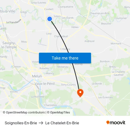 Soignolles-En-Brie to Le Chatelet-En-Brie map