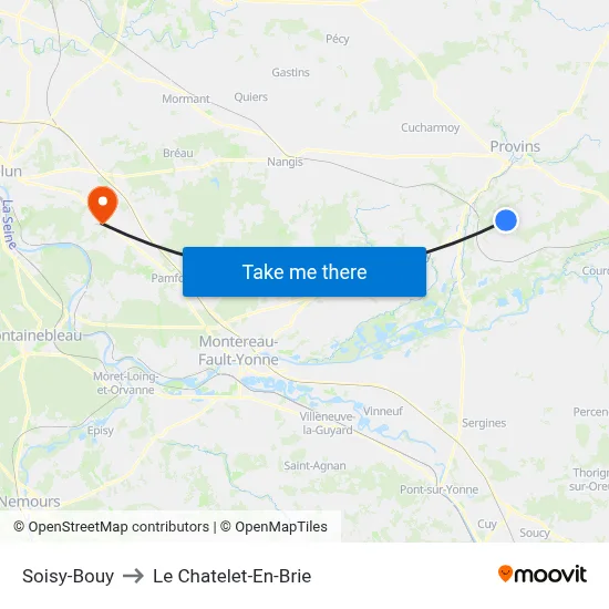 Soisy-Bouy to Le Chatelet-En-Brie map