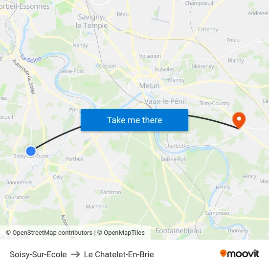 Soisy-Sur-Ecole to Le Chatelet-En-Brie map