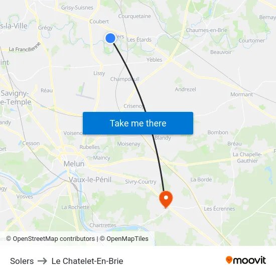 Solers to Le Chatelet-En-Brie map