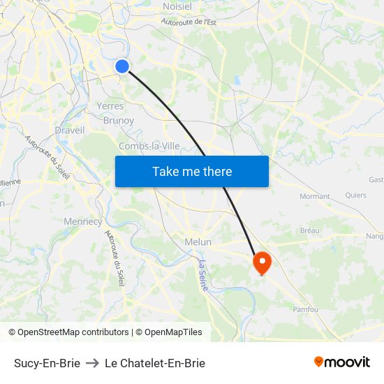 Sucy-En-Brie to Le Chatelet-En-Brie map