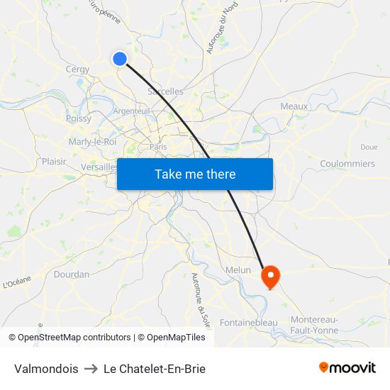 Valmondois to Le Chatelet-En-Brie map