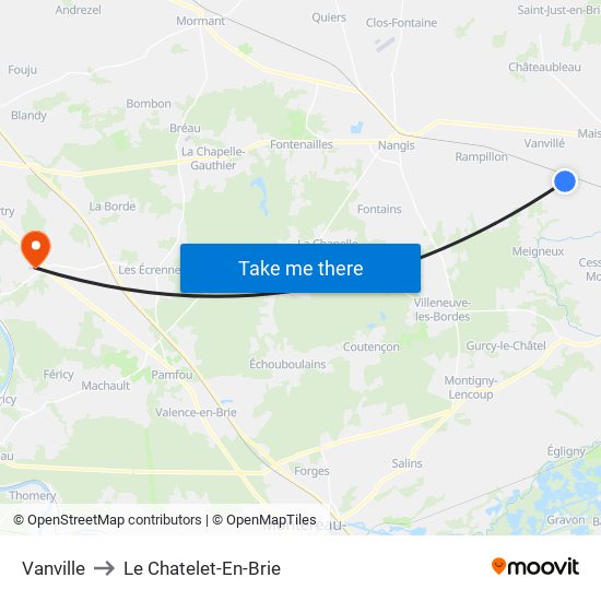 Vanville to Le Chatelet-En-Brie map