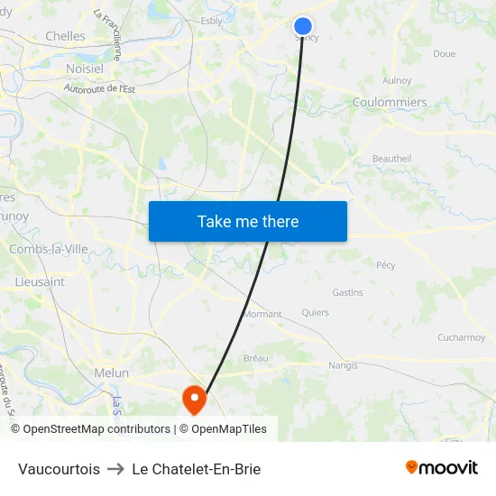 Vaucourtois to Le Chatelet-En-Brie map