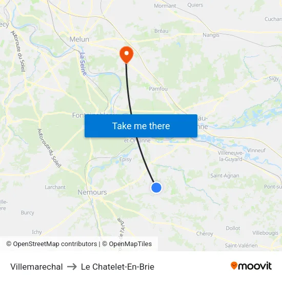 Villemarechal to Le Chatelet-En-Brie map