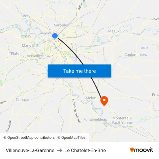 Villeneuve-La-Garenne to Le Chatelet-En-Brie map