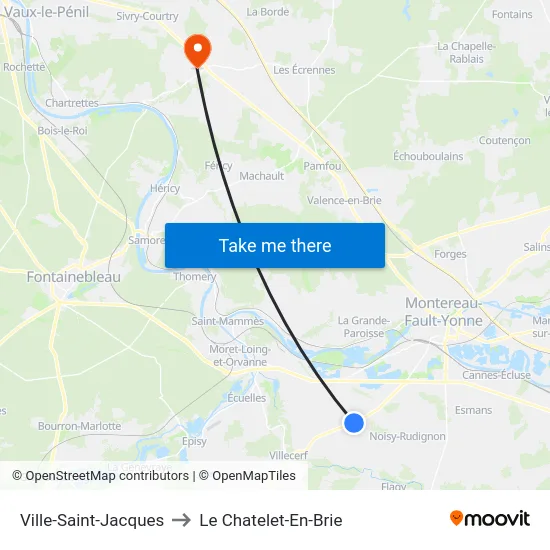 Ville-Saint-Jacques to Le Chatelet-En-Brie map