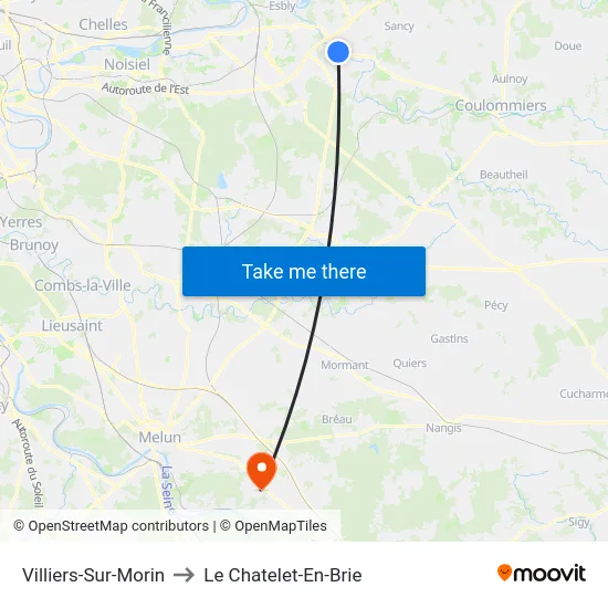 Villiers-Sur-Morin to Le Chatelet-En-Brie map