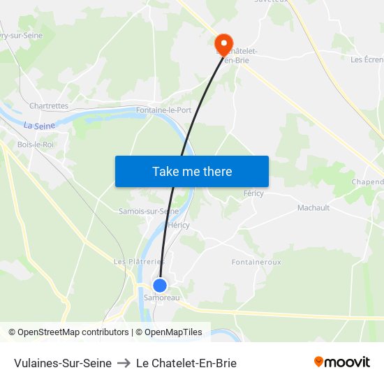 Vulaines-Sur-Seine to Le Chatelet-En-Brie map