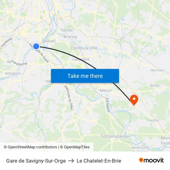 Gare de Savigny-Sur-Orge to Le Chatelet-En-Brie map