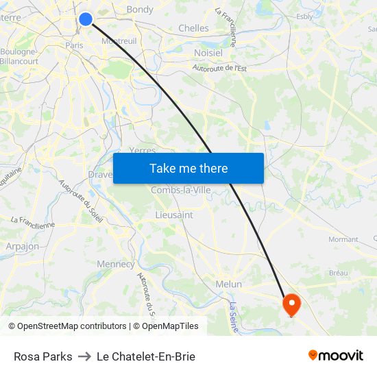 Rosa Parks to Le Chatelet-En-Brie map