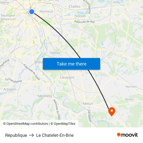 République to Le Chatelet-En-Brie map